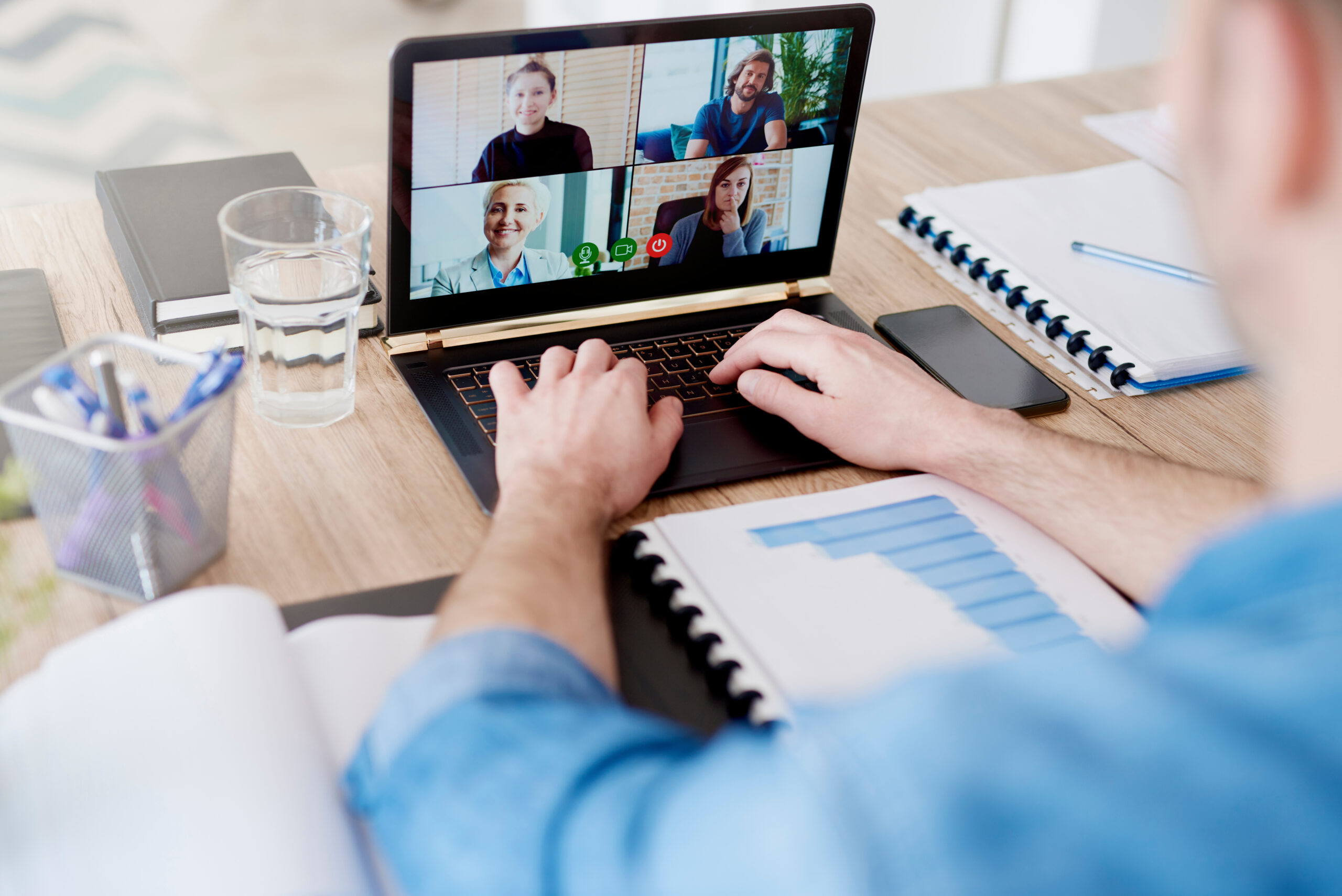 Video conference with workmates but from home